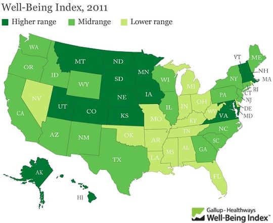 Gallup Well Being Index Map