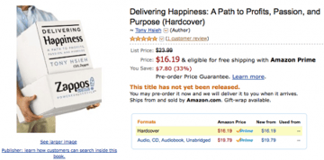 1st review of Delivering Happiness on Amazon